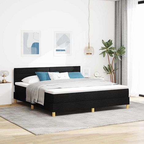LED Boxspringbett mit Kopfteil Schwarz 180 x 200 cm Stoff
