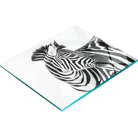 Tabla de cortar de cristal para cocina con estampado de cebra en la nieve, 60x52 cm. (1/5)