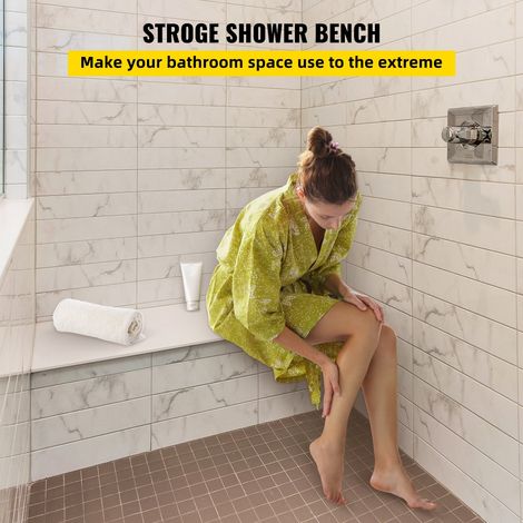 Banc de Douche Prêt à Carreler 97x29x50 cm Siège d'Angle Étanche Composite EPS Repose-Pied Préfabriqué Douche Italienne en Rectangle Charge 200 kg Étagère de Rangement pour Salle de Bain Hammam (1/5)