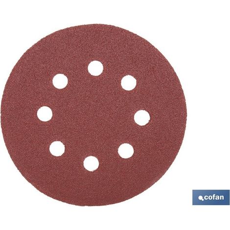 Pack de 5 disques de ponçage pour ponceuse orbitale 8 trous Ø125 mm G 80 (1/4)
