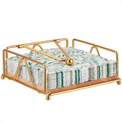 Serviette Porte de Table avec un Bras Lesté Déjeuner Moderne en Fonte Napkin Holder Socle pour Outdoor Piqueniquer Party Bar Bois Doré (1/5)