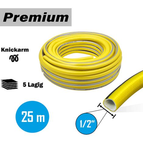 Gartenschlauch Grau 1/2 Zoll 25 m 5-lagig verstärkt knickfest "Premium" (1/5)