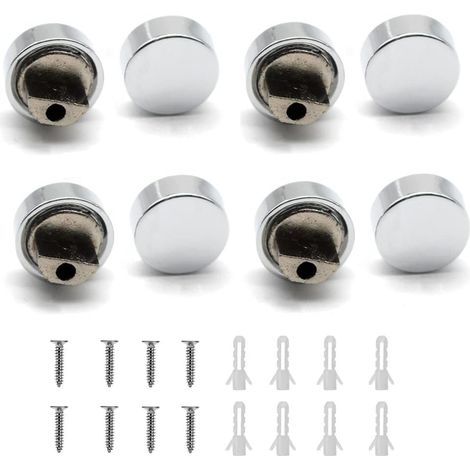 Ensemble de 8 clips de fixation flottants en alliage de zinc pour miroirs Support/clip mural pour miroirs (1/4)