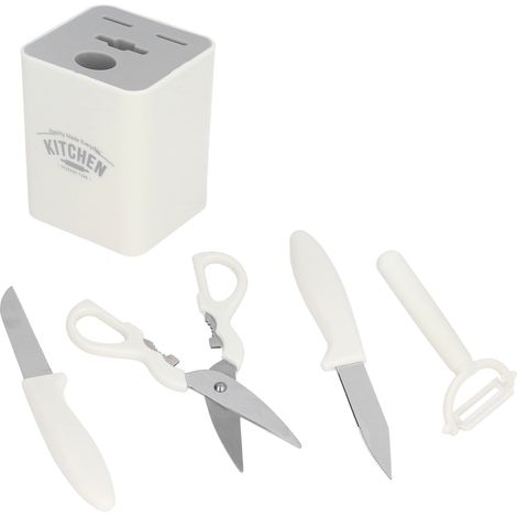 Ensemble de 5 Couteaux de Cuisine en Acier Inoxydable avec Support de Rangement pour BBQ et Pique-nique