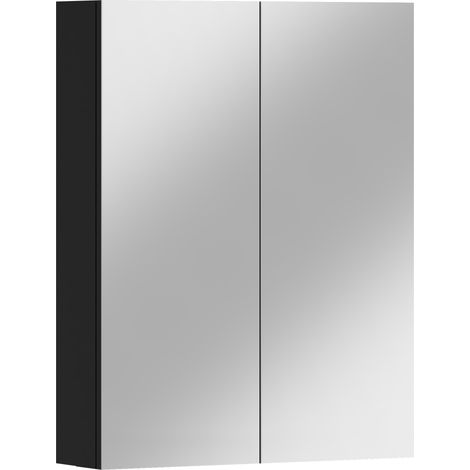 Mobiletto da bagno sospeso Antico 60 con specchio, nero (1/4)
