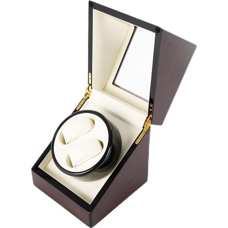 Estuche para 2+0 relojes, caja automática de cambio de marchas en piel sintética, caja de almacenamiento para relojes de estilo minimalista en color marrón, ideal para exhibición y regalo. (1/5)