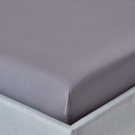 HOMESCAPES Dark Grey Egyptian Cotton Fitted Sheet 200 Thread Count, King - Dark Grey