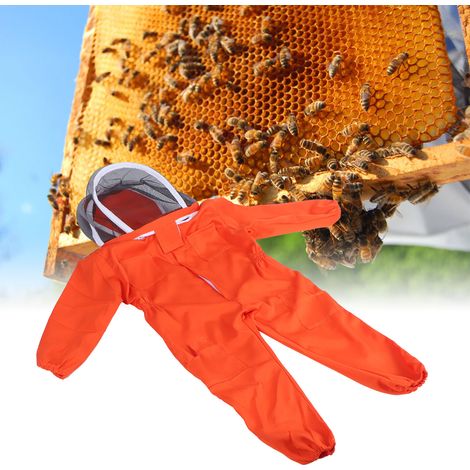 Combinaison d'apiculture une pièce avec voile et capuche pour enfants (Orange L) (1/5)