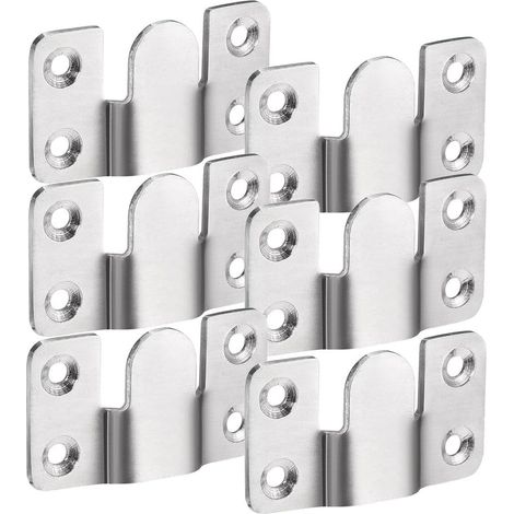 Support Montage Dissimulé de Meubles Embarqué Interverrouillage Pendaison pour Accrocher Miroir Cadre Dosseret 6pcs Acier Inoxydable (1/5)