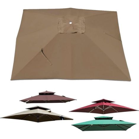 - Telo di ricambio per ombrellone - Ombrellone quadrato - Protezione UV30+ e impermeabile - Per terrazza, giardino, piscina - Kaki - 250x250cm (1/5)