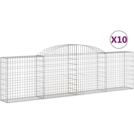 Maison Exclusive - Paniers à gabions arqués 10 pcs 300x30x80/100 cm fer galvanisé