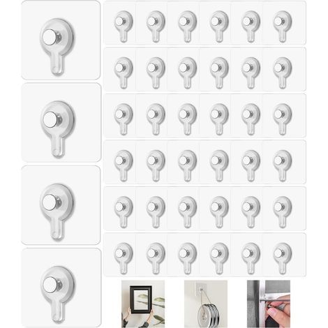 40 transparente, selbstklebende Bilderrahmenhaken, kein Bohren erforderlich, geeignet für Poster, Fotorahmen, Marmor, Holz, Glas, Metall und andere Materialien.