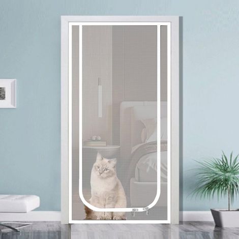 Moustiquaire renforcée pour portes et fenêtres, compatible avec tous types de portes et fenêtres, maille ultra-fine, fermeture éclair, type U - maille blanche à bords blancs, 130 x 220 cm