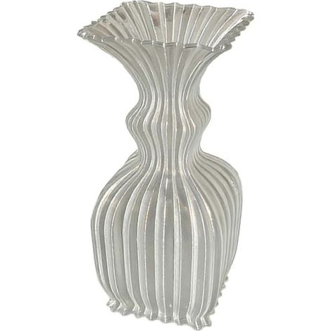 DécorationVase cannelé aux formes sinueuses pour le salon et la table à manger, transparent (1/5)