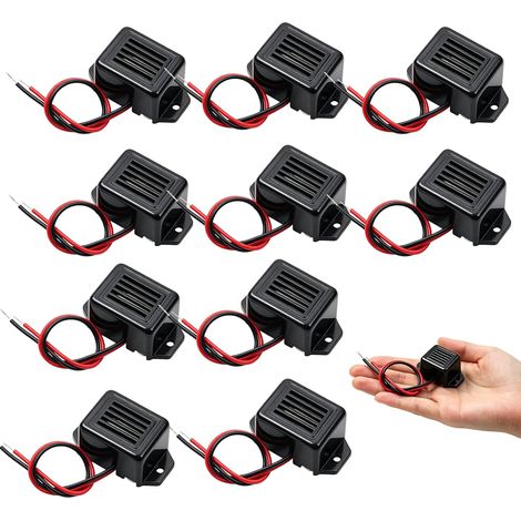 Lot de 10 buzzers électroniques 12 V : mini broche 12 V CC 20 mA alarme buzzer 12 V, pression sonore élevée 70 dB, buzzer alarme piézo pour flash avertisseur d'avertissement radar (1/5)