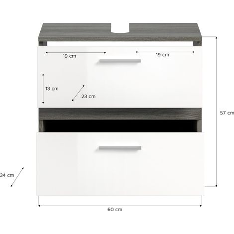 Badmöbelset WILLIAM – Dunkelgrau und Weiß – 146x191x34 cm
