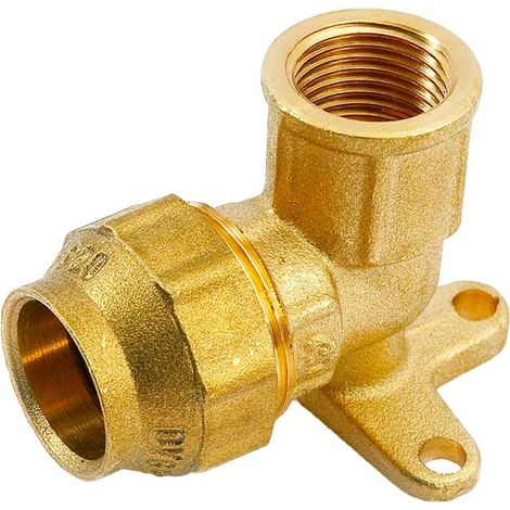 GOMITO FEMMINA FLANGIATO A COMPRESSIONE PER TUBO POLIETILENE PN25 TIEMME 1/2"" x Ø20 mm
