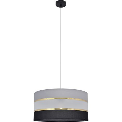 Helam HELEN Plafonnier Suspension Cylindrique Noir, Or, Gris 40cm