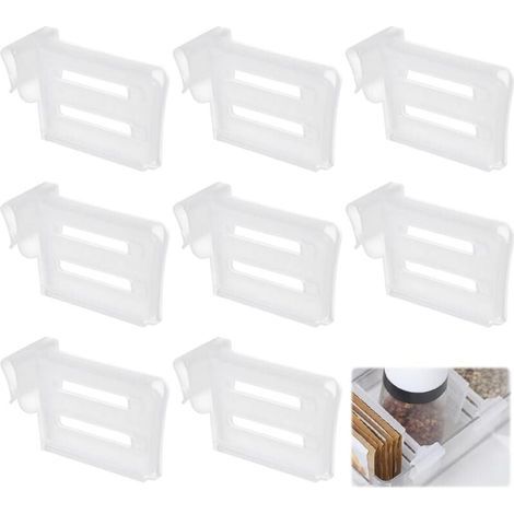 8 separadores y organizadores para refrigerador, separadores de almacenamiento para la puerta lateral, estantes ajustables para congelador, huevos, frutas, bebidas y alimentos (transparentes) (1/4)