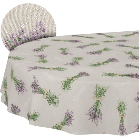 Nappe enduite Lavande Beige Ovale 180x140 cm intérieur/extérieur (1/5)