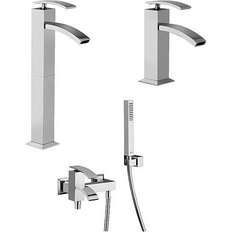 Set Rubinetti Jacuzzi per lavabo alto e bidet senza scarico e vasca serie Glint cromato (1/5)