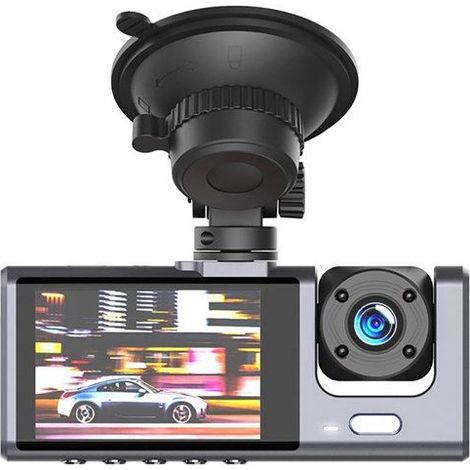 Dashcam 3 Kameras für das Auto mit Mikrofon und Lautsprecher Partel Schwarz