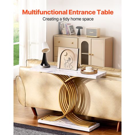 Table console étroite pour canapé, 100 x 30 x 81 cm, table d'entrée longue à 1 niveau, console meuble avec cadre en métal, pour cou… (1/5)