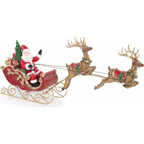 Cupido&Co. Slitta con Babbo Natale e Renne 570 x 165 x 385 Mm Rosso