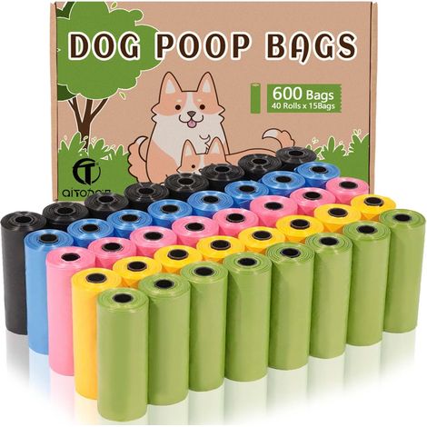 600 Sacs à Crottes de Chien, 31 x 22cm, 5 Couleurs, Polyéthylène (1/5)