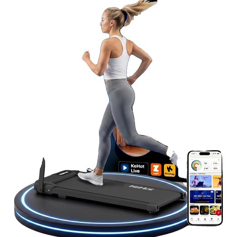 Cinta de correr plegable, velocidad de 1 a 12 km/h, motor de alto rendimiento de 2,0 CV, cinta de correr de 30 a 50 cm de ancho, conectividad Bluetooth, diseño plegable. (1/5)