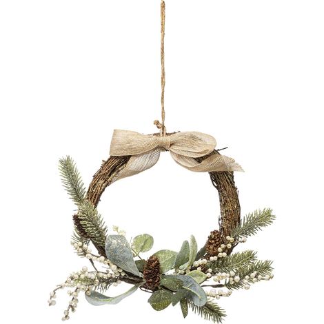 Couronne de Noël décorée baies beige, branches et noeud en jute D 36 cm - Feeric Christmas (1/4)