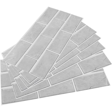 Lot de 6 stickers muraux adhésifs imperméables motif carrelage gris, déco autocollante de cuisine et maison (1/5)