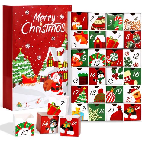 24 stücke Advent Kalender Box Countdown Weihnachten Blind Box Spielzeug Dekorationen Ornament Weihnachten Überraschung Geschenke (1/5)
