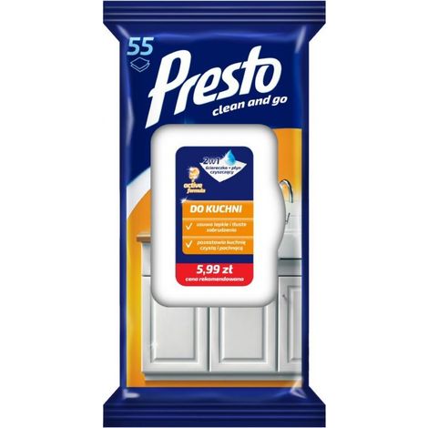 Salviette umidificate Presto per la pulizia della cucina, 55 pezzi