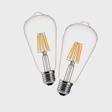 6W ST64 Ampoule LED, E27 Vintage Edison Lampe à Filament LED, Remplace 60W Incandescente, 6000K Blanc Froid, 600 LM, Non dimmable, Idéal pour la nostalgie et l'éclairage rétro - Lot de 2 [Classe énerg