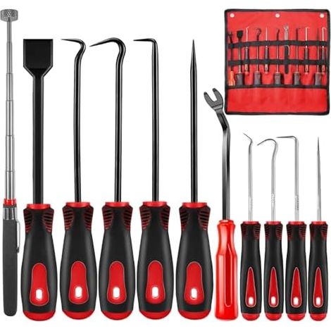Lot de 11 crochets précision en acier au carbone avec grattoir et outils télescopiques magnétiques pour enlever les tuyaux d'entretien électronique automobile - pics (1/5)