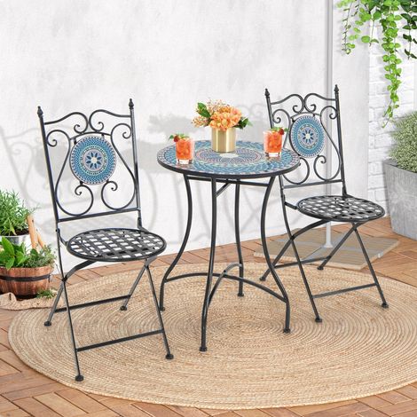 2 Chaises Pliantes avec Motif Mosaïque pour Terresse Patio Salle à Manger (1/3)