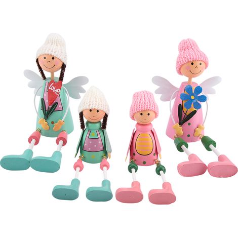 Lot de 4 poupées miniatures exquises, décoration pour maison et bureau, figurines soeurs, cadeau décoratif (1/5)