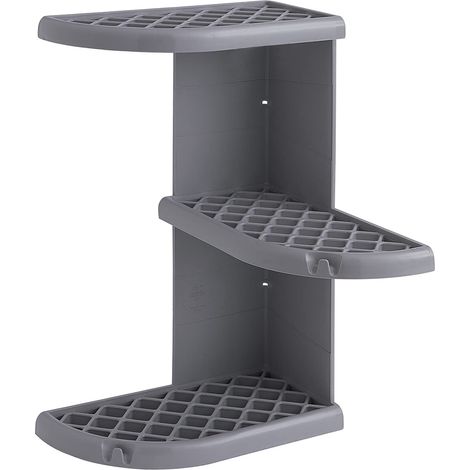 Étagère de Douche d'angle, Couleur Gris, Dimensions 37,3 x 23 x 23 cm Poids 0,356 kg, étagère Salle de Bain en résine, Finition Grise, Design (1/4)