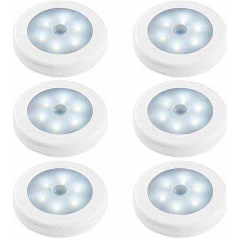 Lampes de Nuit Détecteur de Mouvement, Lot de 6 Action Activée Capteur de Luminosité LED Lumières dans Obscurité pour Chambre à Coucher Toilette Cuisine Couloir Placard Armoire Escalier [Classe énergé (1/4)