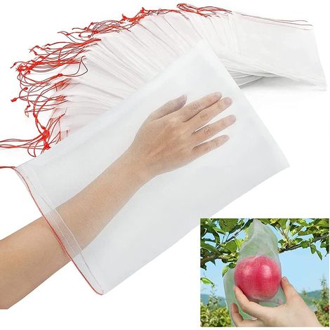 Sac en filet pour oiseaux, sac de protection pour fruits, sac en filet avec cordon de serrage, sac moustiquaire pour lutter contre les insectes nuisibles du jardin (1/3)