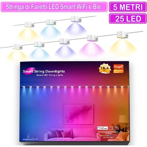 Tuya Stringa di Faretti LED Smart WiFi e Bluetooth 5 Metri - 25 LED (1/4)