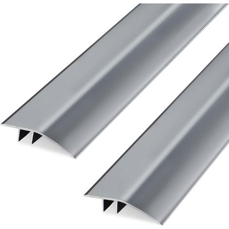 Lot de 2 Rampe de Seuil Aluminium Seuil de Porte Barre de Seuil Rattrapage Bande de Transition Profilé de Transition,Convient pour Pente de 6-12mm(Gris de Fer, 0.9m×4.3cm) (1/5)