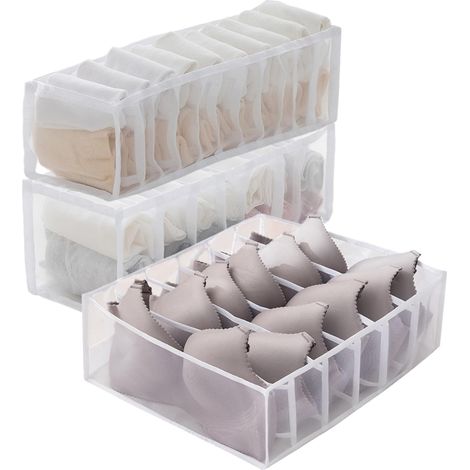 Organisateur de tiroir pliable 3 pièces - Boîte de rangement sous vêtements, séparateur pour chaussettes
