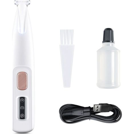 Hunde- und Katzenschermaschine, leise, USB-aufladbar, mit LED-Beleuchtung, für Pfoten, Augen, Ohren, Gesicht und Hinterteil (1/5)