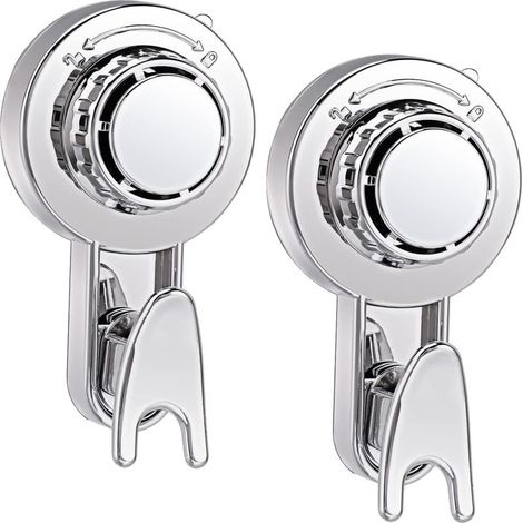 Lot de 2 Crochet à Ventouse Sous Vide Puissante Crochet Porte Torchon Serviette Salle de Bain Ventouse Murale Crochets Ventouse pour Cuisine Torchon Douche Fenêtre Verre (Argent) (1/5)