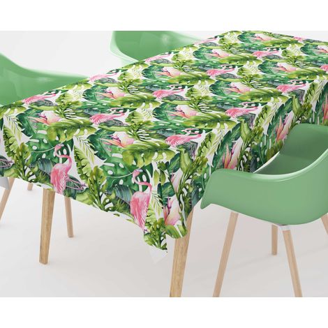 TOVAGLIA in COTONE disegno FLAMINGO fenicotteri made in Italy Cm. 140x140 x4 persone (1/5)