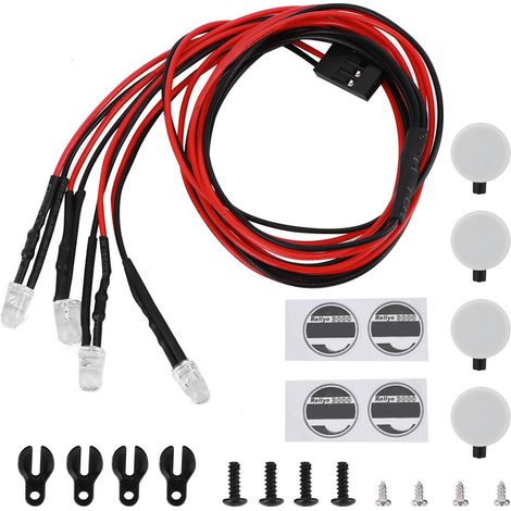 Éclairage LED rond pour porte-bagages de toit, compatible avec les voitures radiocommandées Traxxas TRX4/SCX10 II 90046 et 90047 à l'échelle 1/10 (4 LED). (1/5)