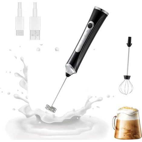 Mousseur à Lait Électrique avec Fouet Double – 3 Vitesses, Rechargeable, Ultra-Silencieux, Portable, Parfait pour Café & Pâtisserie (1/5)