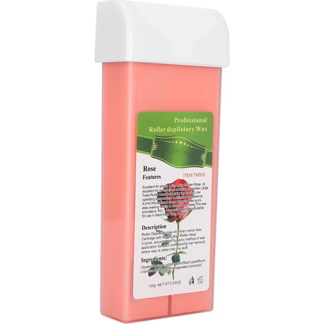 Roll-on de cire dépilatoire 100 g pour le corps, les jambes, le torse, les bras, le maillot et les aisselles. Formule à la rose. (1/5)